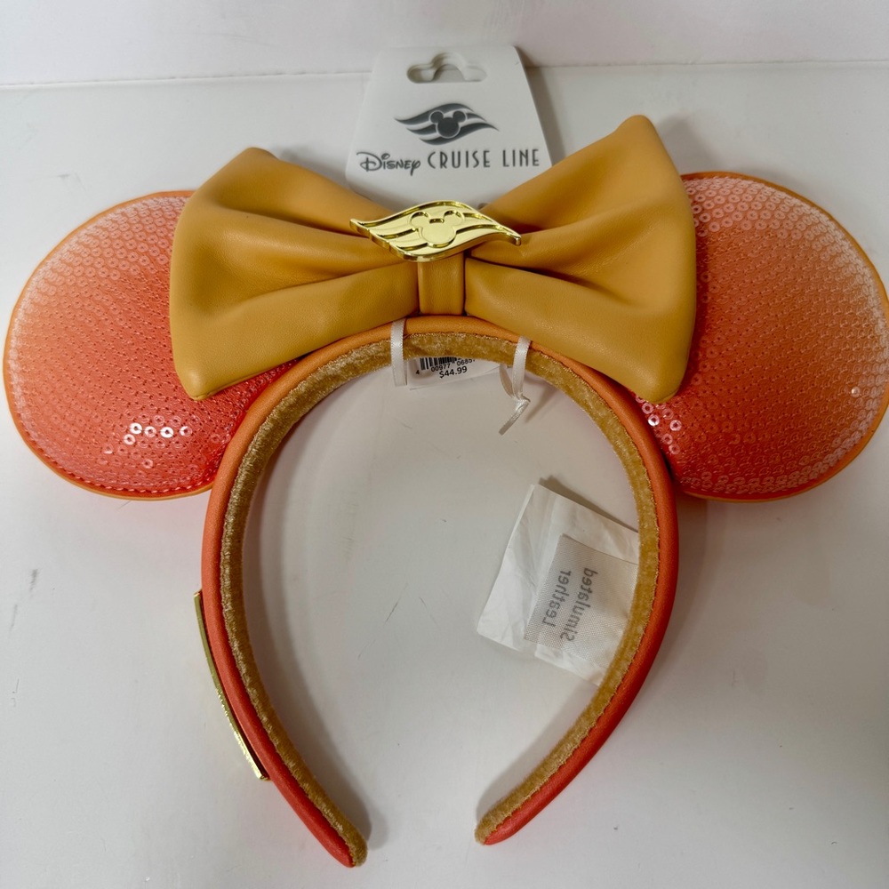 NWT. Loungefly Disney Cruise Line Apricot sunset sequin ears headband.